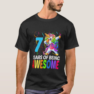 Kinder Cute 7 jaar oude Unicorn Dabbing 7th Birthd T-shirt