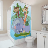 Kinder Cute Animal Safari Douchegordijn (In situ)