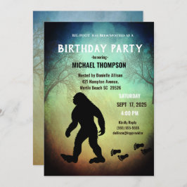 Kinder Cute Big Foot/Sasquatch Birthday Party Inv Kaart