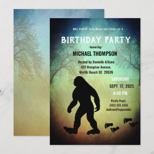 Kinder Cute Big Foot/Sasquatch Birthday Party Inv Kaart
