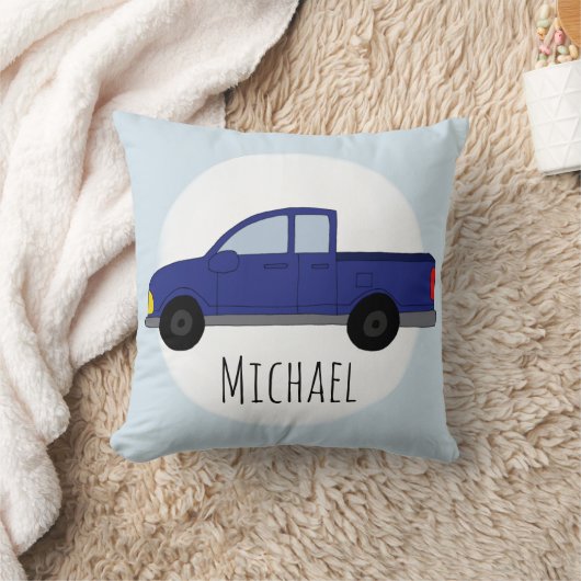 Kinder Cute Blue Pickup Truck Boys Name Nursery Kussen (Deken)