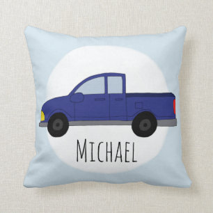 Kinder Cute Blue Pickup Truck Boys Name Nursery Kussen
