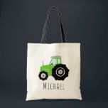 Kinder Cute Boys Green Boerderij Tractor and Name Tote Bag<br><div class="desc">De canvas tas van deze schattige jongen met de boerderij is voorzien van een groene tractor-cartoon en heeft een plek waar je je kind/baby's naam kunt toevoegen in mooie typografie. Ideaal om te gebruiken als een tas voor je kleine jongen, of als een simpele luiertas voor een nieuwe moeder! Geweldig...</div>