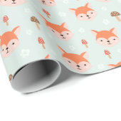 Kinder Cute Cartoon Fox ziet paddenstoelen Cadeaupapier (Rol Hoek)