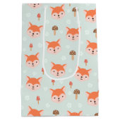 Kinder Cute Cartoon Fox ziet paddenstoelen Medium Cadeauzakje (Achterkant)