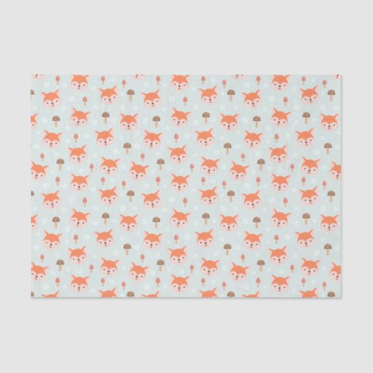 Kinder Cute Cartoon Fox ziet paddenstoelen Tissuepapier (Voorkant)