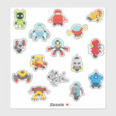 Kinder Cute Cartoon Robots Sticker (Vel)