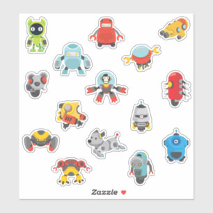 Kinder Cute Cartoon Robots Sticker