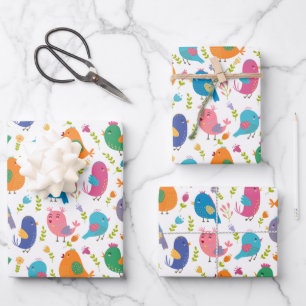 Kinder Cute Colorful Birds tweet Inpakpapier Vel