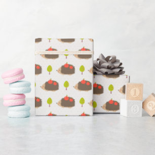 Kinder cute egel die appels aan het glimlachen is cadeaupapier