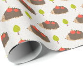 Kinder cute egel die appels aan het glimlachen is cadeaupapier (Rol Hoek)