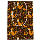 Kinder Cute Forest Fox Family Mushroom Flowers Medium Cadeauzakje (Voorkant)