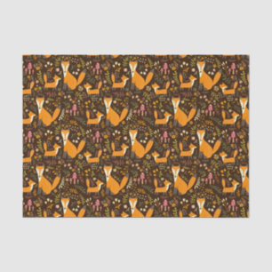 Kinder Cute Forest Fox Family Mushroom Flowers Tissuepapier