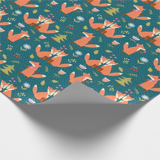 Kinder Cute Forest Foxes in Love Cadeaupapier (Hoek)