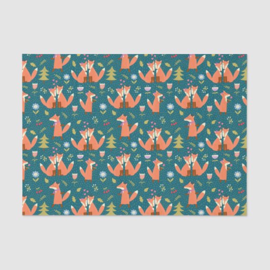 Kinder Cute Forest Foxes in Love Tissuepapier (Voorkant)