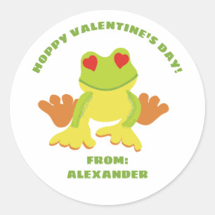 Kinder Cute Frog Valentijnsdag Class Exchange Ronde Sticker