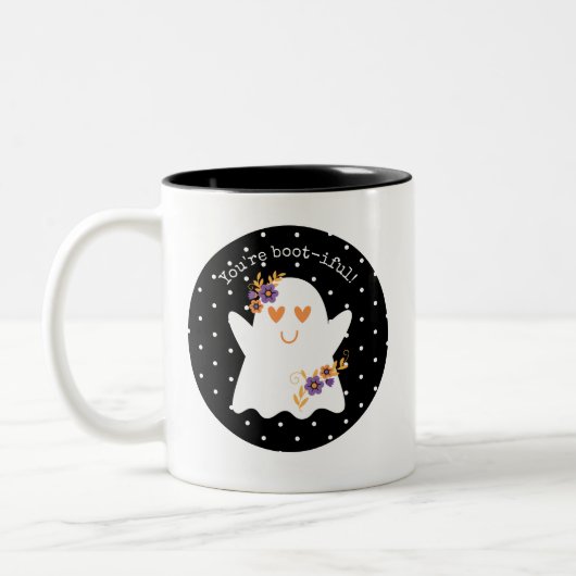 Kinder Cute halloween Ghost Tweekleurige Koffiemok (Links)