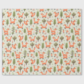 Kinder Cute Happy Foxes die in het bos lopen Cadeaupapier (Vlak)