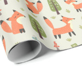 Kinder Cute Happy Foxes die in het bos lopen Cadeaupapier (Rol Hoek)