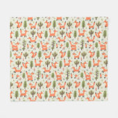 Kinder Cute Happy Foxes die in het bos lopen Fleece Deken (Voorkant (Horizontaal))