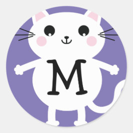 Kinder Cute Kitty Monogram Envelope Seal Sticker