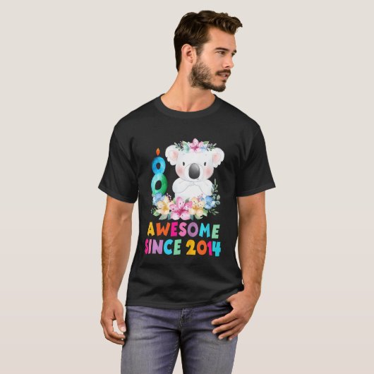 Kinder Cute Koala Beer: 8 jaar zondagsuitrusting v T-shirt (Voorkant volledig)
