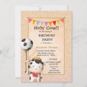 Kinder Cute Koe Girls Glitter Birthday Party Uitno Kaart (Voorkant)