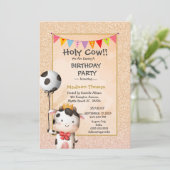 Kinder Cute Koe Girls Glitter Birthday Party Uitno Kaart (Staand voorkant)