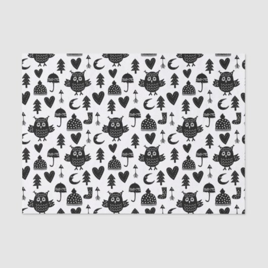 Kinder Cute Owl Moon Heart Umbrella Winter Pet Tissuepapier (Voorkant)