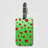 Kinder Cute Red ladybug en groen verlof op verloop Bagagelabel (Voorkant (verticaal))