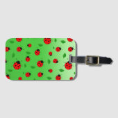 Kinder Cute Red ladybug en groen verlof op verloop Bagagelabel (Voorkant (horizontaal))