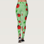 Kinder Cute Red ladybug en groen verlof op verloop Leggings (Achterkant)