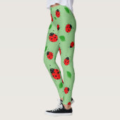 Kinder Cute Red ladybug en groen verlof op verloop Leggings (Links)