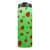 Kinder Cute Red ladybug en groen verlof op verloop Thermosbeker (Voorkant)