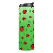 Kinder Cute Red ladybug en groen verlof op verloop Thermosbeker (Gedraaid links)
