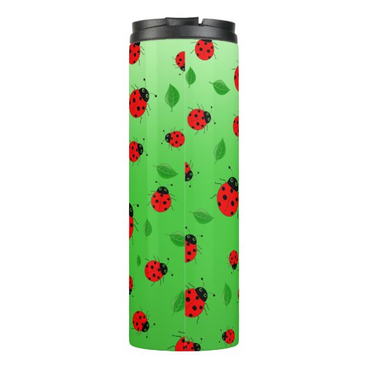 Kinder Cute Red ladybug en groen verlof op verloop Thermosbeker (Achterkant)