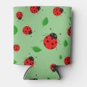Kinder Cute Red ladybug en groen verlofpatroon Blikjeskoeler (Voorkant)
