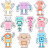 Kinder Cute Robots Sticker (Voorkant)