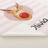 Kinder Cute Rudolph Reindeer Kerstmis en naam Sherpa Deken (3/4)