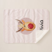 Kinder Cute Rudolph Reindeer Kerstmis en naam Sherpa Deken (Voorkant (horizontaal))