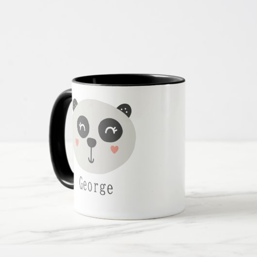 Kinder Cute Scandi Panda Aangepaste naam Twee toon Mok (Voorkant links)