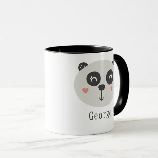 Kinder Cute Scandi Panda Aangepaste naam Twee toon Mok (Voorkant rechts)