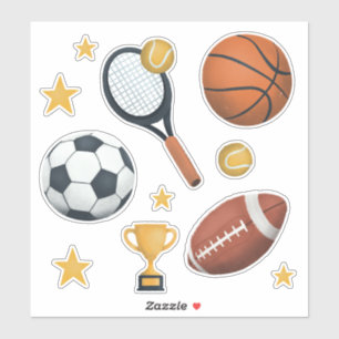 Kinder Cute Sports Football Basketball Tennis Socc Sticker