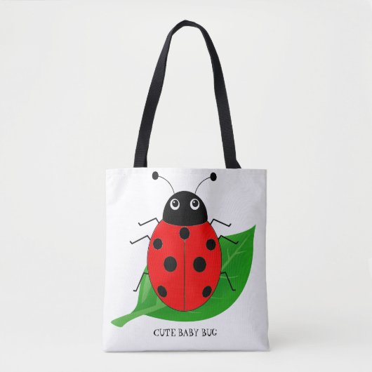 Kinder Cute waterverf ladybug op groen blad Tote Bag (Voorkant)