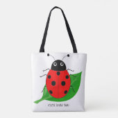 Kinder Cute waterverf ladybug op groen blad Tote Bag (Achterkant)