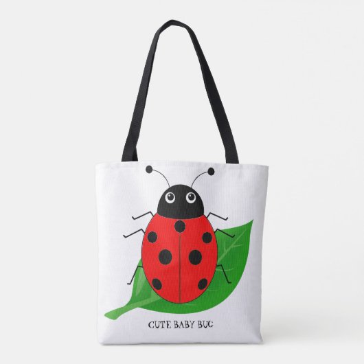 Kinder Cute waterverf ladybug op groen blad Tote Bag (Achterkant)