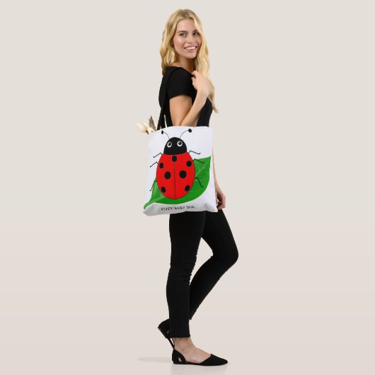 Kinder Cute waterverf ladybug op groen blad Tote Bag (Op model)