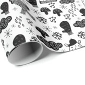 Kinder Cute Winter Beer Pet Mitten Snow Cloud B/W Cadeaupapier (Rol Hoek)