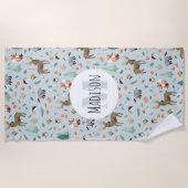 Kinder Cute Woodland Forest Animals Kinder Monogra Strandlaken (Voorkant)