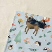 Kinder Cute Woodland Forest Animals Kinder Monogra Strandlaken (In situ)